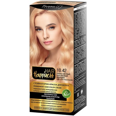 Белита-М Hair Happiness Стойкая крем-краска для волос  № 10.42 Очень светлый персиковый блондин