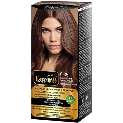 Белита-М Hair Happiness Стойкая крем-краска для волос тон № 6.35 Золотистый темно-русый